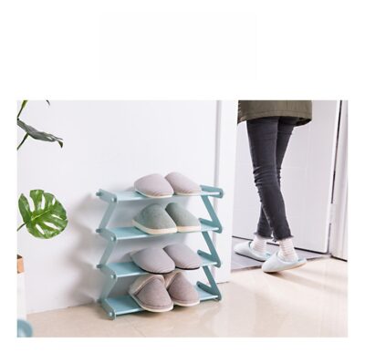 Stainless Steel Shoe Rack-Four-layer light blue