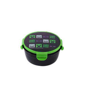 300ml Children's Cartoon Round Bento Box-black and green