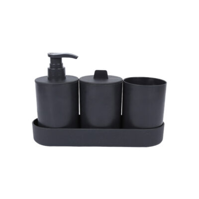 Wheat Straw Plastic Shower Set-Black
