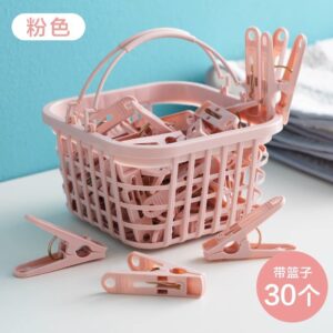 30-pack Clothespins With Storage Basket-Pink