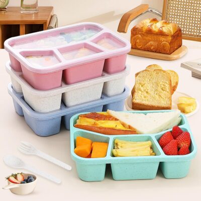 Wheat Straw Lunchbox With Lid-Nordic Pink