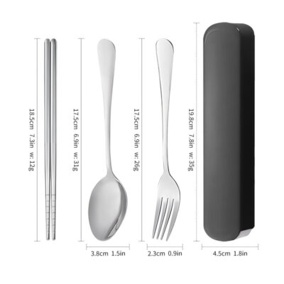 Stainless Steel Portable Cutlery Set-Black