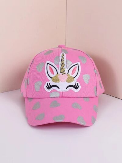 Cartoon Baseball Caps-Rose Red Unicorn
