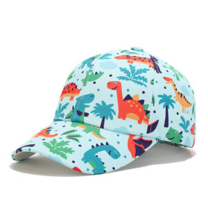 Cartoon Baseball Caps-Colorful Dinosaur - Lake Blue