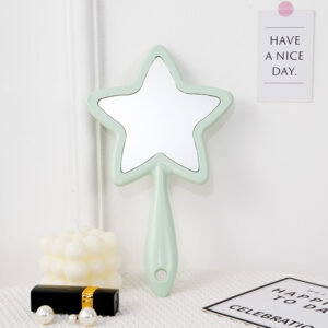Five-pointed Star Handheld Beauty Mirror-Light green