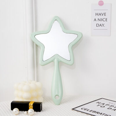 Five-pointed Star Handheld Beauty Mirror-Light green