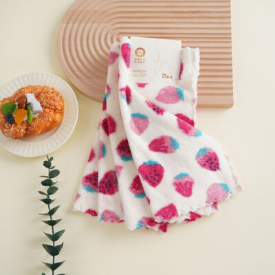 Coral Fleece Cleaning Towel-Strawberry