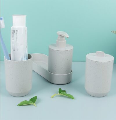 Wheat Straw Plastic Shower Set-Off-white