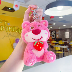 O1CN01JpMFN61Bs334w93bX_!!0-0-cib Cute Plush Cartoon Keychain-Plush Strawberry Winking Bear