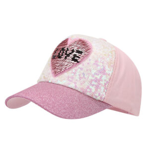 Cartoon Baseball Caps-LOVE Glitter - Pink