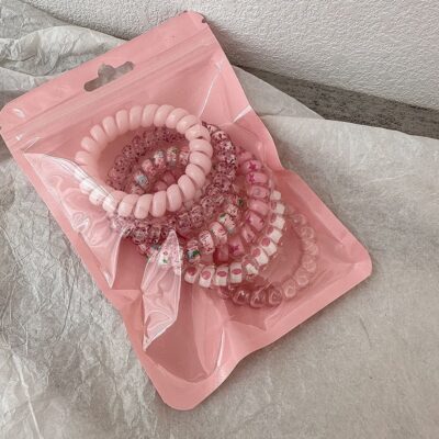 Telephone Cord Hair Tie-Pink
