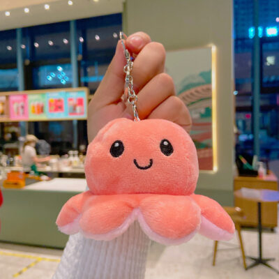 Cute Plush Cartoon Keychain-Plush Pink Flipped Octopus
