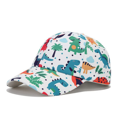 Cartoon Baseball Caps-Colorful Dinosaur - Green