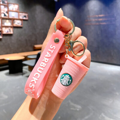 Bag Charms Keychains-Starbucks Pink