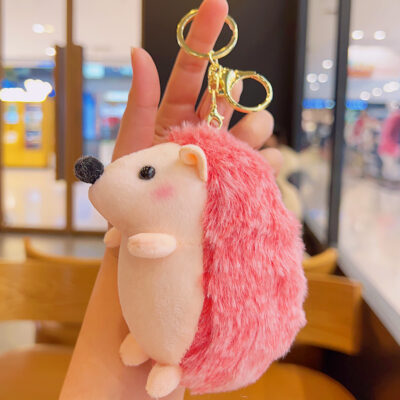 Cute Plush Cartoon Keychain-Plush Hedgehog - Red