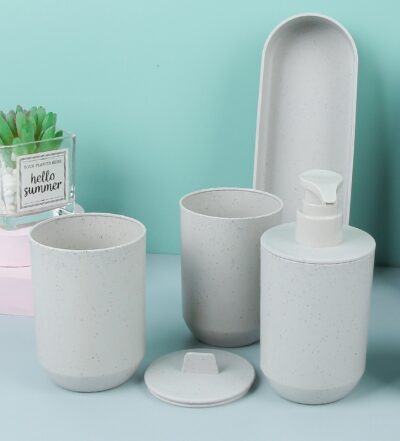 Wheat Straw Plastic Shower Set-Off-white