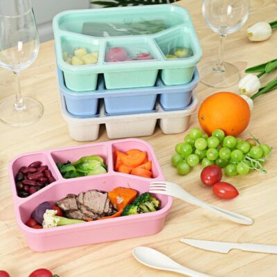 Wheat Straw Lunchbox With Lid-Nordic Pink