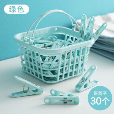 30-pack Clothespins With Storage Basket-Blue