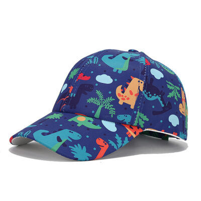 Cartoon Baseball Caps-Colorful Dinosaur - Blue