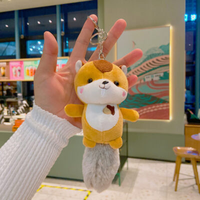 Cute Plush Cartoon Keychain-Plush yellow squirrel