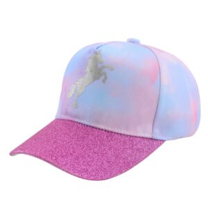 Cartoon Baseball Caps-Glitter Unicorn - Rose Purple