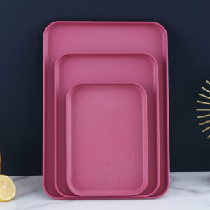 Wheat Straw Tray-Rose Red Large size 38cm*27cm