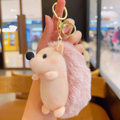 Cute Plush Cartoon Keychain-Plush Hedgehog - Pink
