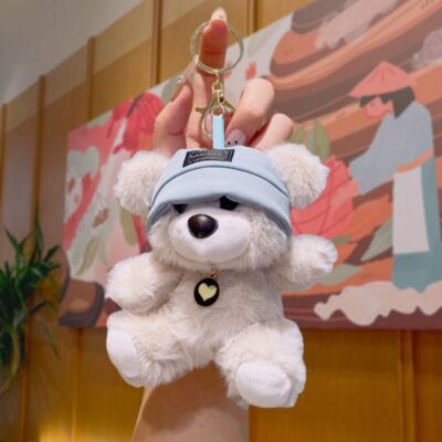Cute Plush Cartoon Keychain-Plush Scented Bear - Blue Hat