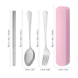 Stainless Steel Portable Cutlery Set-Nordic Pink