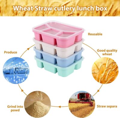 Wheat Straw Lunchbox With Lid-Nordic Pink