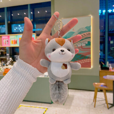 O1CN01yLUw1E1NlQl6Leeu5_!!6000000001610-0-cib Cute Plush Cartoon Keychain-Plush gray squirrel Height