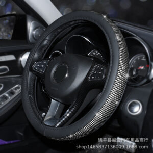 10291617724_480206225 Car Steering Wheel Covers- black leather diamond