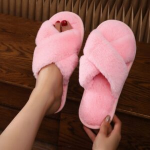O1CN010KtipD1L5dO35vqDp_!!6000000001248-0-cib Faux Fur Soft Women's Slippers-Pink