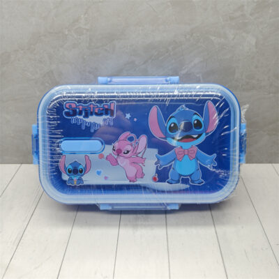 Stitch square two-compartment lunchbox- blue