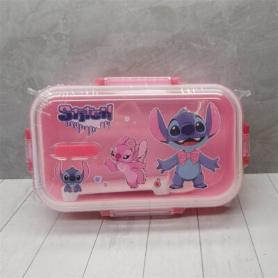Stitch square two-compartment lunchbox- pink