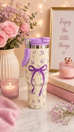WhatsApp Image 2026-06-11 at 15.32.30 (2) 30oz Stainless Steel Tumbler- purple bow