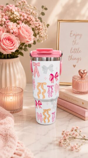 WhatsApp Image 2026-06-11 at 15.32.30 30oz Stainless Steel Tumbler- pink bow