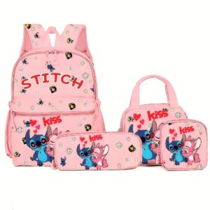 Four-Piece Double Shoulder Backpack-Pink
