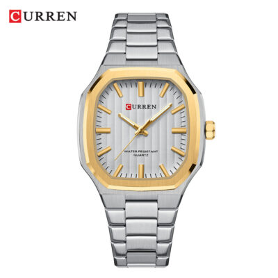 Curren Men's Watch-White casing with gold ring and white dial