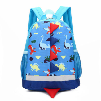 Cartoon Dinosaur Children's Backpack-Sky blue