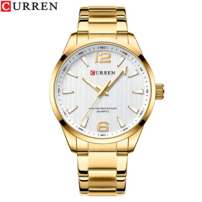 Curren Men's Watch-Gold casing with white