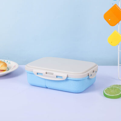Japanese Style Wheat Straw Bento Box-Sky blue