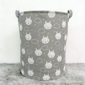 Oxford Cloth Storage Basket-Gray background with white rabbit 40*50