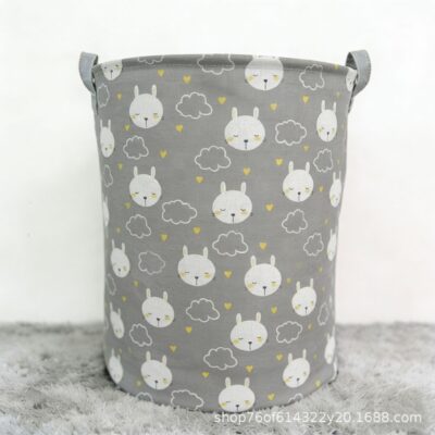 O1CN01CvxnTZ1kyTDqfJXWW_!!6000000004752-0-cib Oxford Cloth Storage Basket-Gray background with white rabbit 40*50