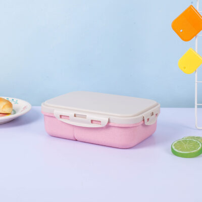 Japanese Style Wheat Straw Bento Box-Light pink