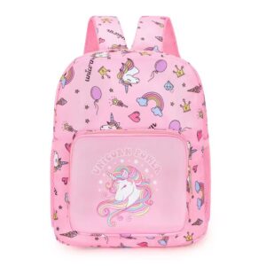 Cartoon Pattern Children's Backpack-Pink Unicorn