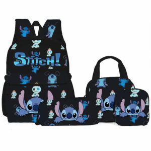 Four-Piece Double Shoulder Backpack-Black