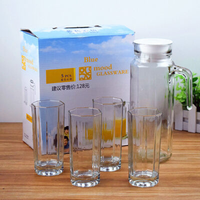 Glass Water Pitcher Set-5pcs