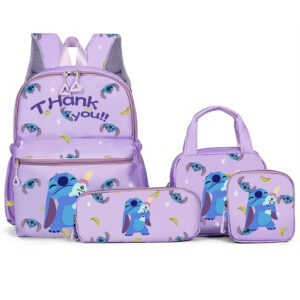 Four-Piece Double Shoulder Backpack-Purple