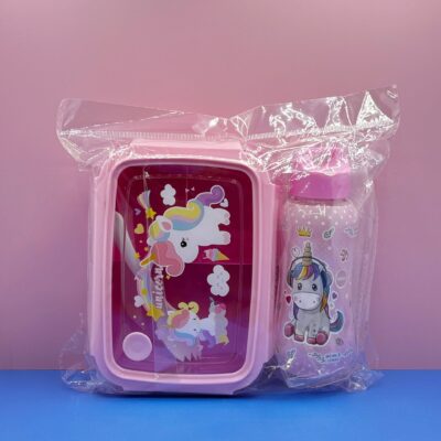 Cartoon Lunch Box Set with Small Water Cup-Unicorn